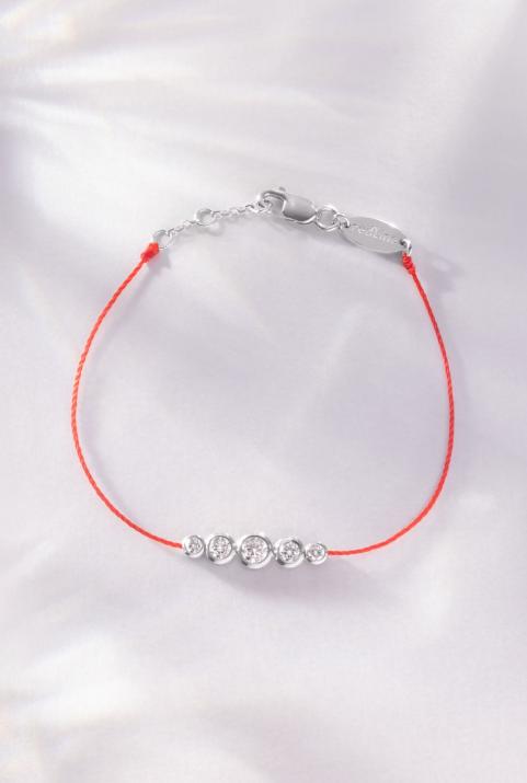 String Bracelet For Women with 0.50ct Round Diamond in White Gold Bezel Setting - Redline - 0++