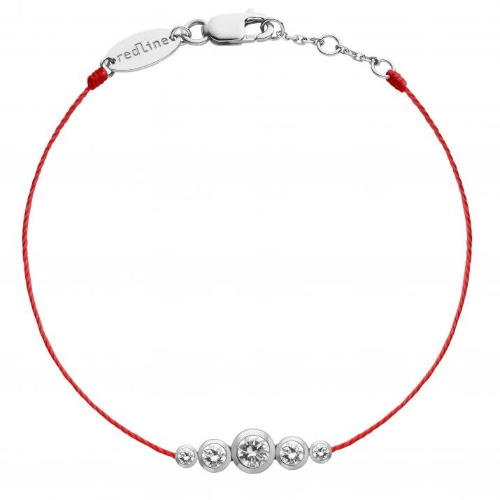 String Bracelet For Women with 0.50ct Round Diamond in White Gold Bezel Setting - Redline - 0++