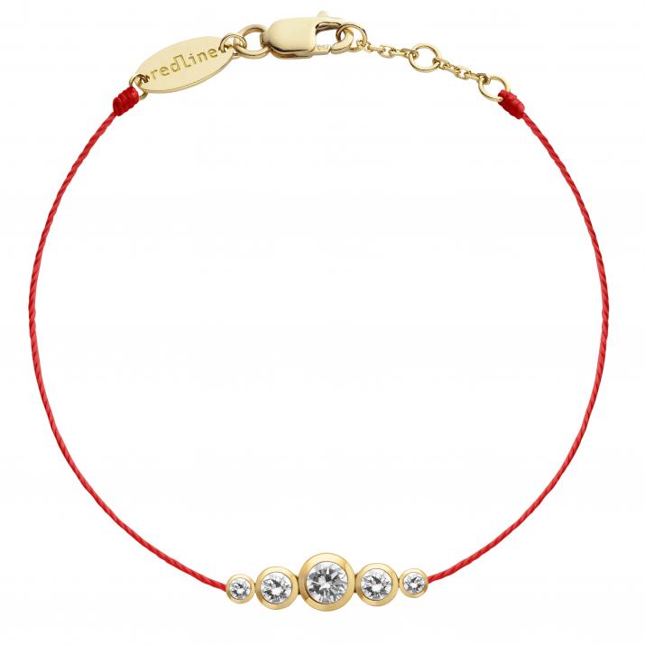 String Bracelet For Women with 0.50ct Round Diamond in Yellow Gold Bezel Setting - Redline - 0++