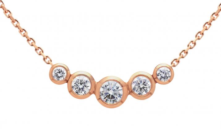 Chain Necklace For Women with 0.50ct Round Diamond in Rose Gold Bezel Setting - Redline - 0++