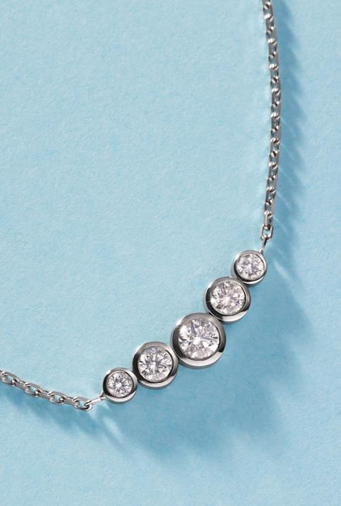 Chain Necklace For Women with 0.50ct Round Diamond in Black Gold Bezel Setting - Redline - 0++