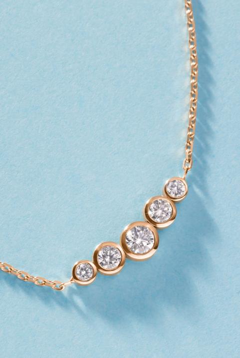 Chain Necklace For Women with 0.50ct Round Diamond in Rose Gold Bezel Setting - Redline - 0++