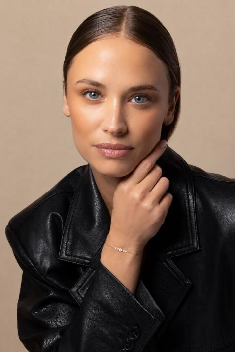 Chain Bracelet For Women with 0.50ct Round Diamond in Rose Gold Bezel Setting - Redline - 0++