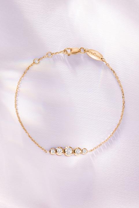 Chain Bracelet For Women with 0.50ct Round Diamond in Rose Gold Bezel Setting - Redline - 0++