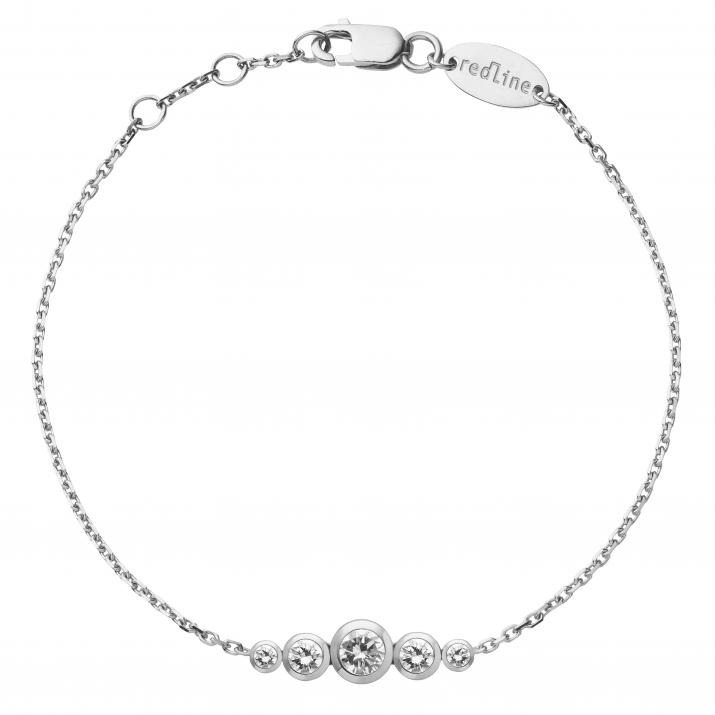 Chain Bracelet For Women with 0.50ct Round Diamond in White Gold Bezel Setting - Redline - 0++