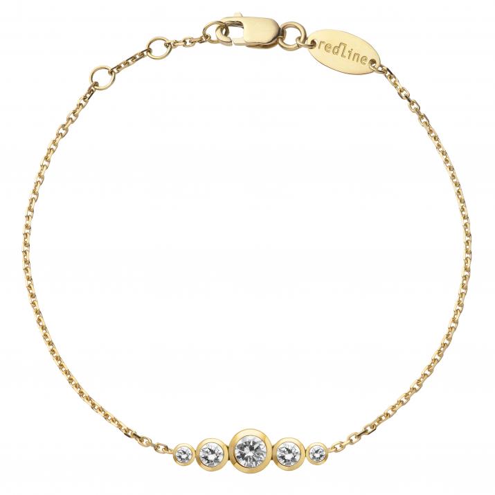 Chain Bracelet For Women with 0.50ct Round Diamond in Yellow Gold Bezel Setting - Redline - 0++