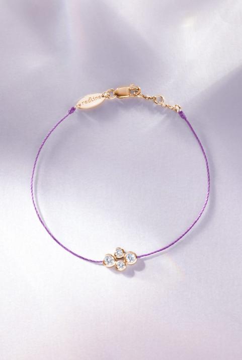 String Bracelet For Women with 0.30ct Round Diamond in Rose Gold Bezel Setting - Redline - 0++