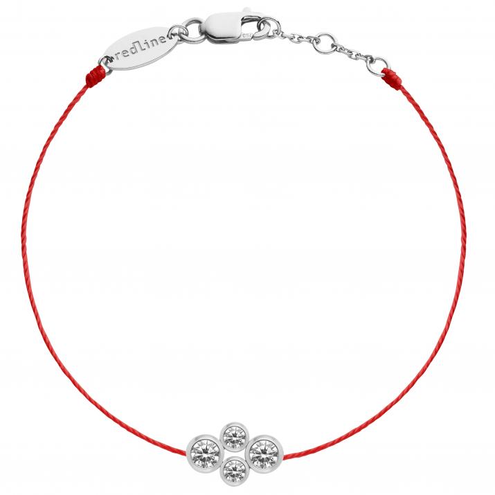 String Bracelet For Women with 0.30ct Round Diamond in White Gold Bezel Setting - Redline - 0++