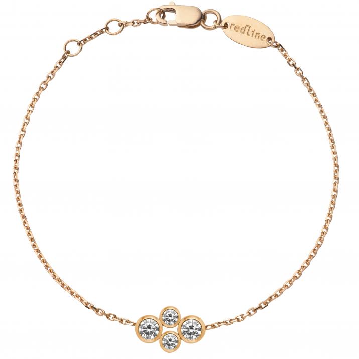 Chain Bracelet For Women with 0.30ct Round Diamond in Rose Gold Bezel Setting - Redline - 0++