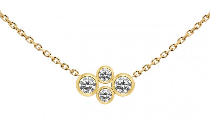 Chain Necklace For Women with 0.30ct Round Diamond in Yellow Gold Bezel Setting - Redline - 0++
