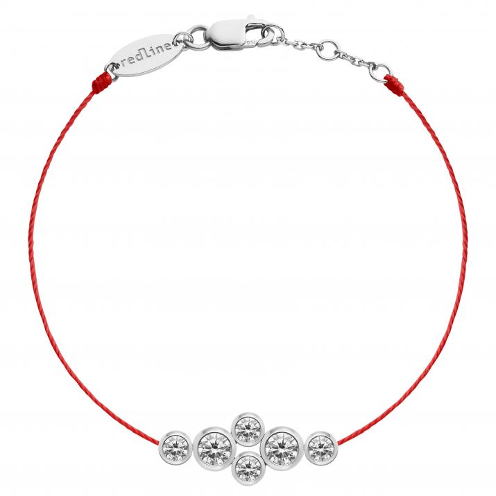 String Bracelet For Women with 0.40ct Round Diamond in White Gold Bezel Setting - Redline - 0++