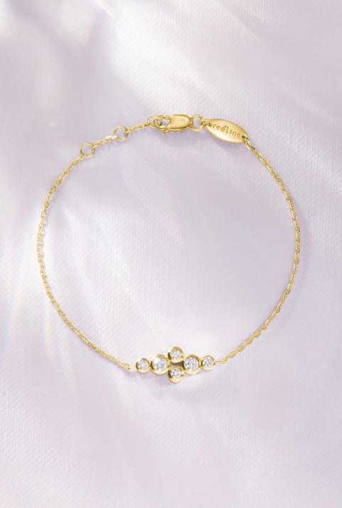 Chain Bracelet For Women with 0.40ct Round Diamond in Yellow Gold Bezel Setting - Redline - 0++