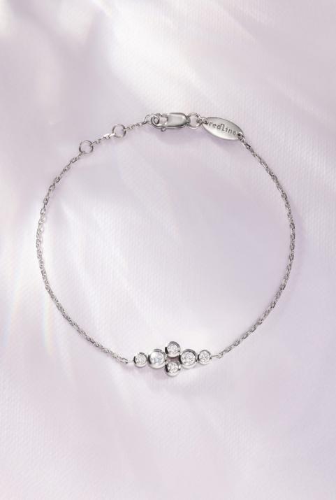 Chain Bracelet For Women with 0.40ct Round Diamond in Black Gold Bezel Setting - Redline - 0++