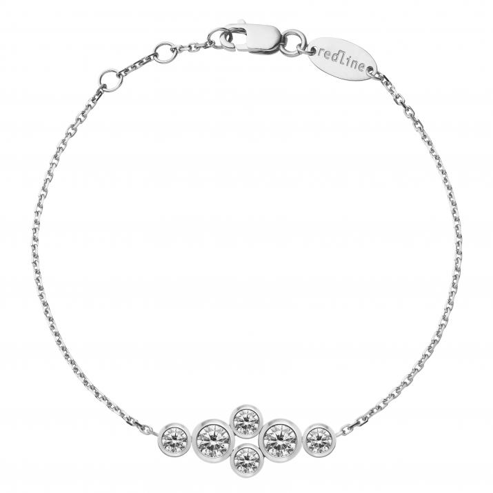 Chain Bracelet For Women with 0.40ct Round Diamond in White Gold Bezel Setting - Redline - 0++
