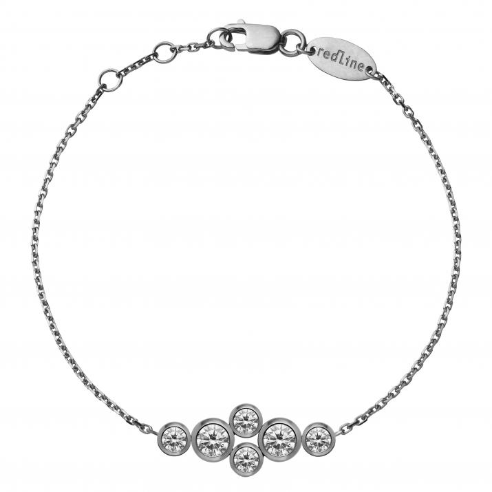 Chain Bracelet For Women with 0.40ct Round Diamond in Black Gold Bezel Setting - Redline - 0++