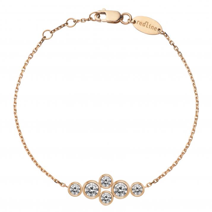 Chain Bracelet For Women with 0.40ct Round Diamond in Rose Gold Bezel Setting - Redline - 0++