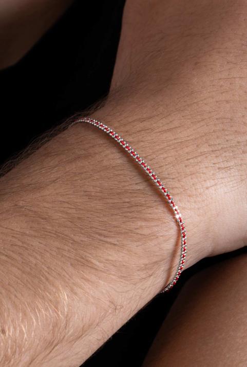String Bracelet For Men in White Gold - Redline - 0++