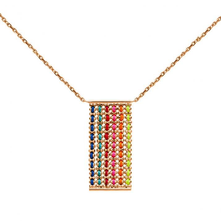 Aurore Boréale Rectangular Chain Necklace Rose Gold - Redline - 0++