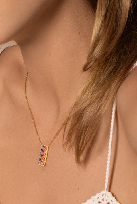 Aurore Boréale Rectangular Chain Necklace Rose Gold - Redline - 0++