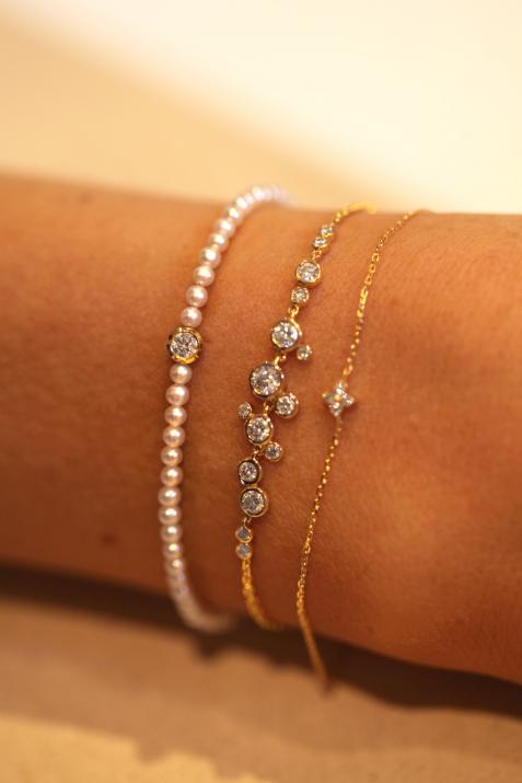 Chain Bracelet For Women with 0.62ct Round Diamond in Yellow Gold Bezel Setting - Redline - 0++