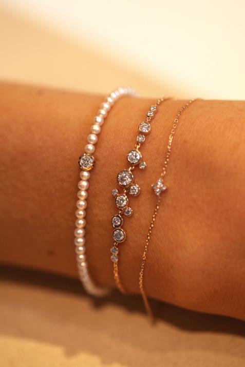 Chain Bracelet For Women with 0.66ct Round Diamond in Rose Gold Bezel Setting - Redline - 0++