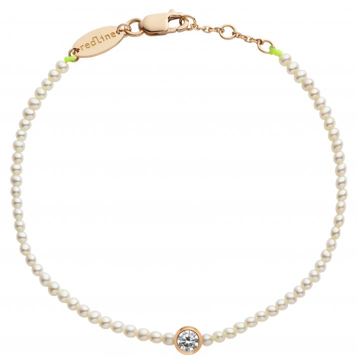 String Bracelet For Women with 0.10ct Round Diamond in Rose Gold Bezel Setting - Redline - 0++