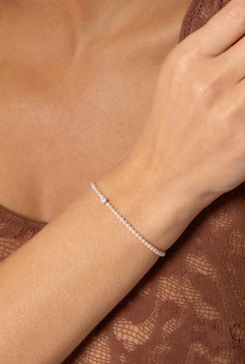 String Bracelet For Women with 0.05ct Round Diamond in Rose Gold Cluster Setting - Redline - 0++