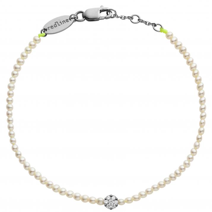 String Bracelet For Women with 0.05ct Round Diamond in Black Gold Cluster Setting - Redline - 0++