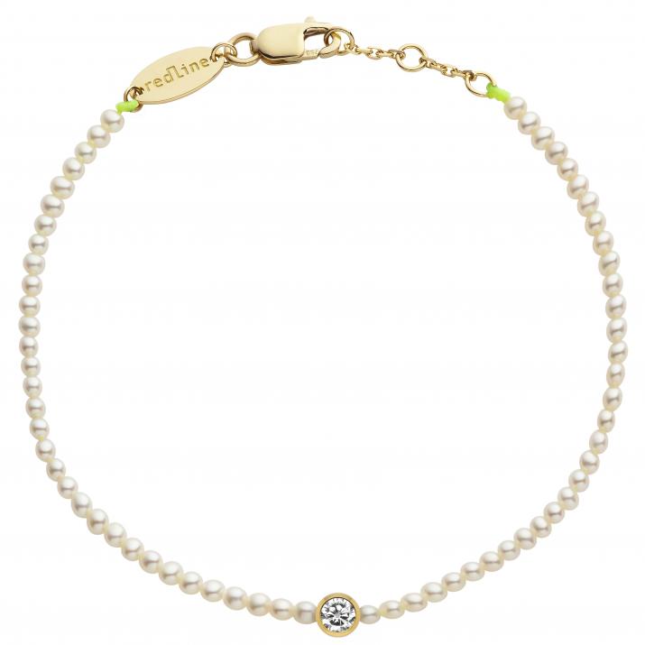 String Bracelet For Women with 0.05ct Round Diamond in Yellow Gold Bezel Setting - Redline - 0++