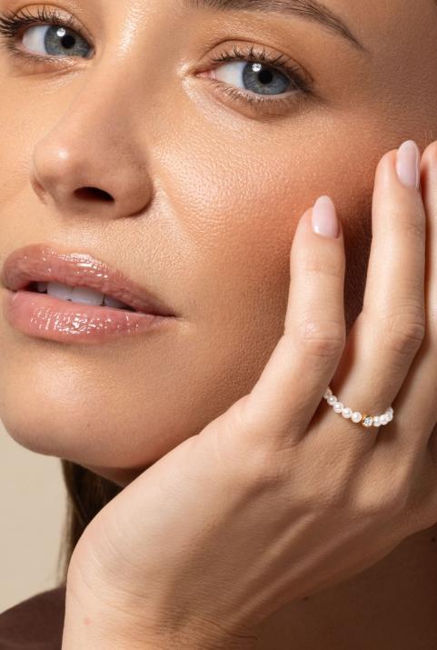 String Ring with 0.05ct Round Diamond in Rose Gold Bezel Setting - Redline - 0++