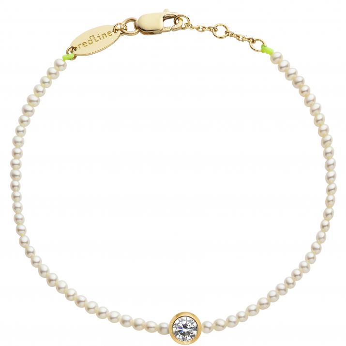 String Bracelet For Women with 0.20ct Round Diamond in Yellow Gold Bezel Setting - Redline - 0++