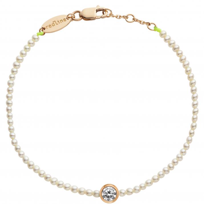 String Bracelet For Women with 0.20ct Round Diamond in Rose Gold Bezel Setting - Redline - 0++