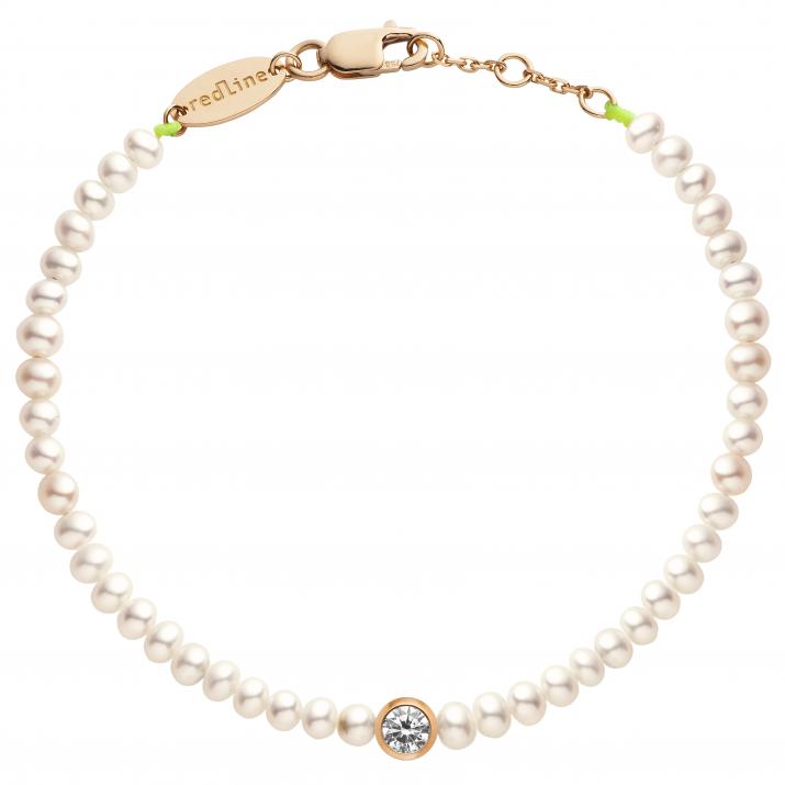 String Bracelet For Women with 0.10ct Round Diamond in Rose Gold Bezel Setting - Redline - 0++