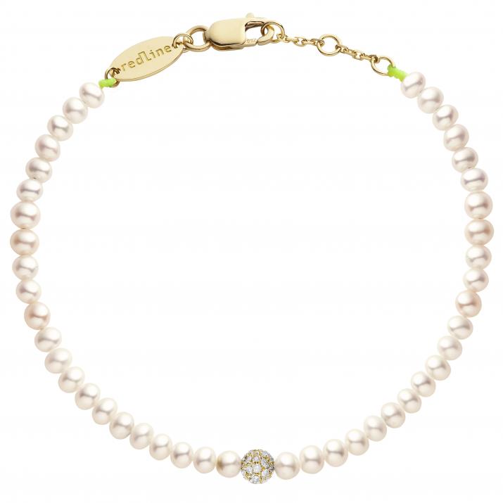 String Bracelet For Women with 0.19ct Round Diamond in Yellow Gold Prong Setting - Redline - 0++