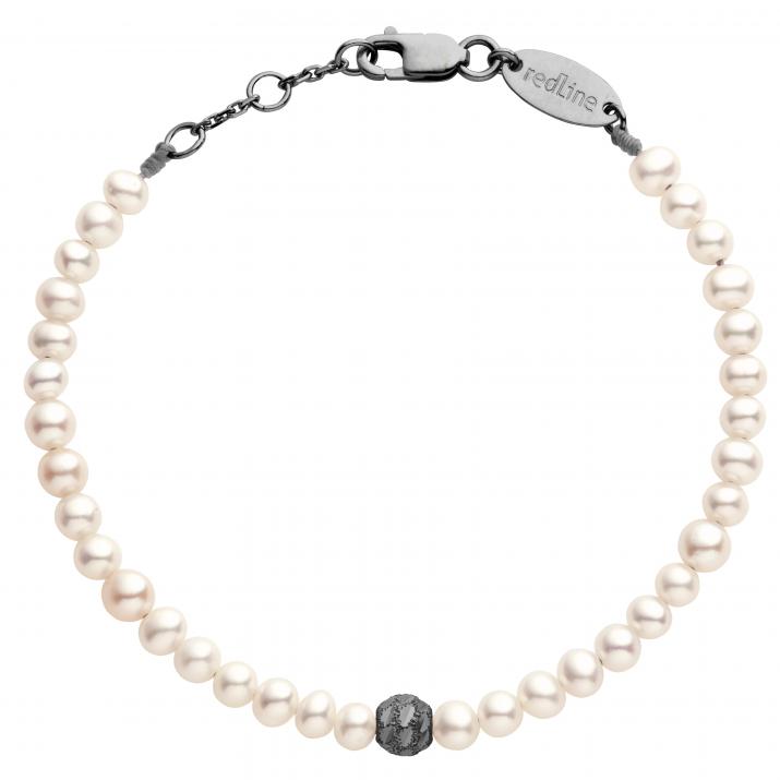 Pearl String Bracelet Diamond & Pearl Sweety (L) Black Gold RedLine Jewelry - Redline - 0++