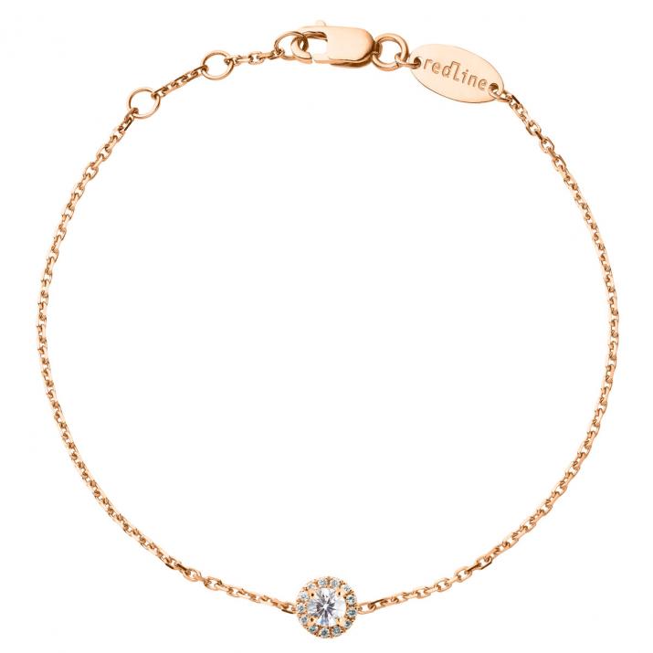 Chain bracelet in 18K rose gold with halo-set diamonds, 0.35 ct - Redline