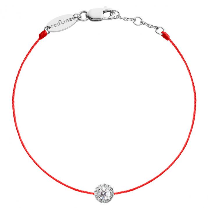 Thread bracelet in 18K white gold, halo diamond 0.35 ct - Redline