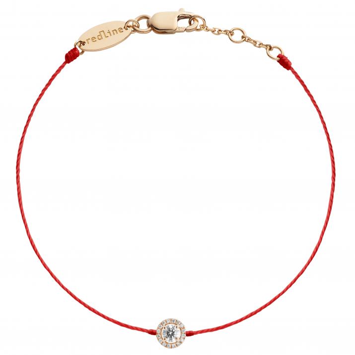 String Bracelet For Women with 0.15ct Round Diamond in Rose Gold Prong Setting - Redline - 0++