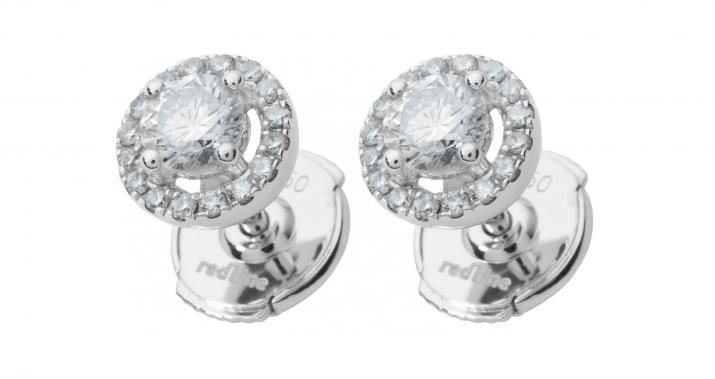 Earrings with 0.29ct Round Diamond in White Gold Prong Setting - Redline - 0++