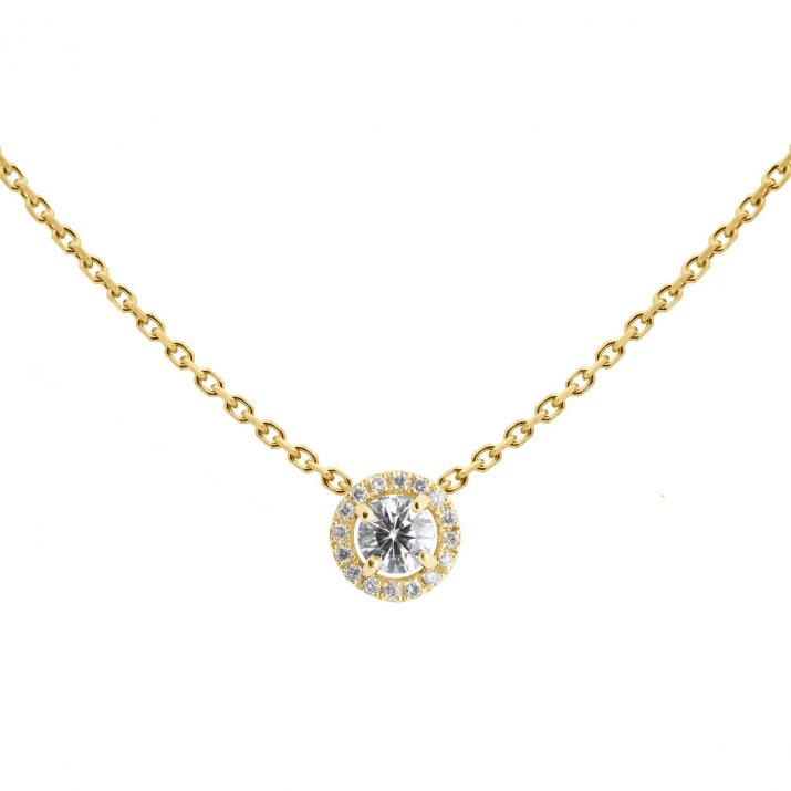 Chain Necklace For Women with 0.19ct Round Diamond in Yellow Gold Prong Setting - Redline