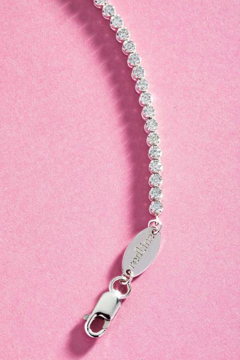 Chain Bracelet For Women with 1.05ct Round Diamond in White Gold Prong Setting - Redline - 0++