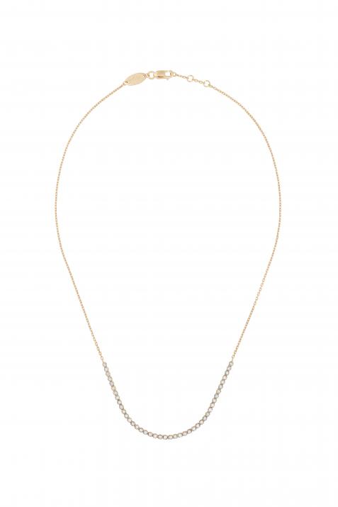 Chain Necklace For Women with 0.84ct Round Diamond in Rose Gold Prong Setting - Redline - 0++