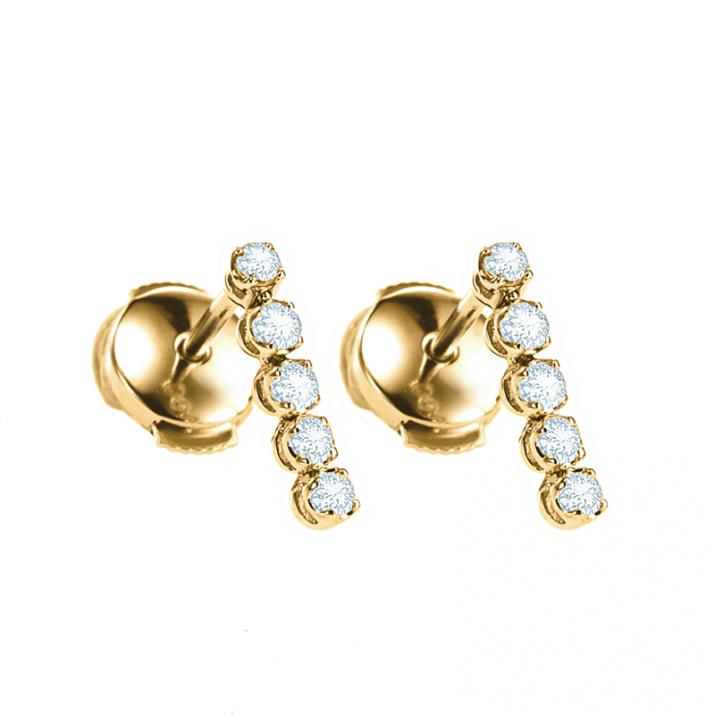 Earrings with 1.90ct Round Diamond in Yellow Gold Prong Setting - Redline