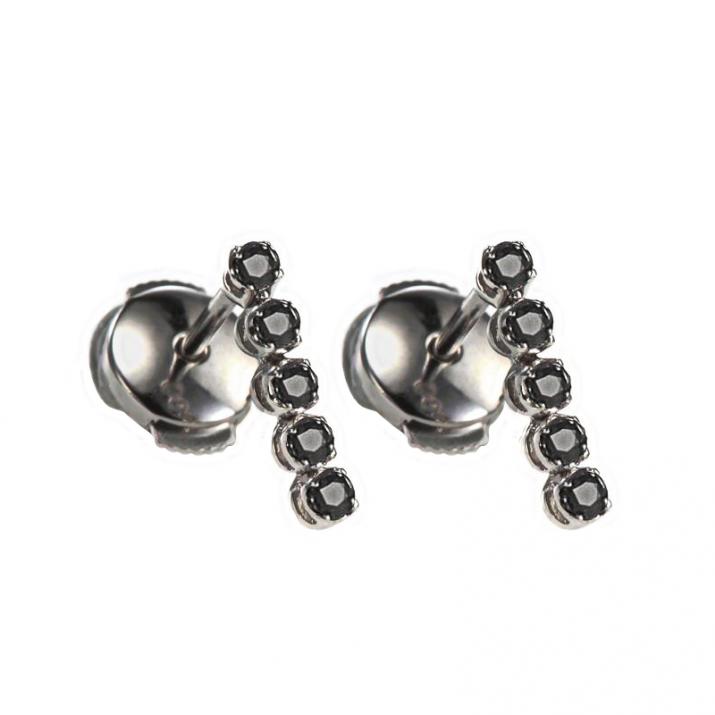 Earrings with 1.90ct Round Diamond in Black Gold Prong Setting - Redline