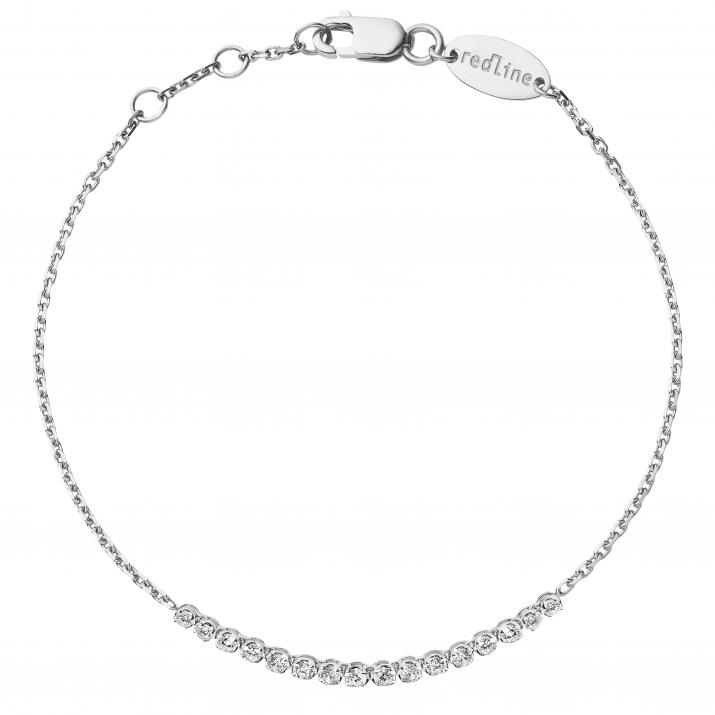 Chain Bracelet For Women with 0.29ct Round Diamond in White Gold Prong Setting - Redline - 0++
