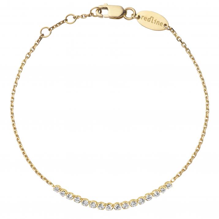 Chain Bracelet For Women with 0.29ct Round Diamond in Yellow Gold Prong Setting - Redline - 0++