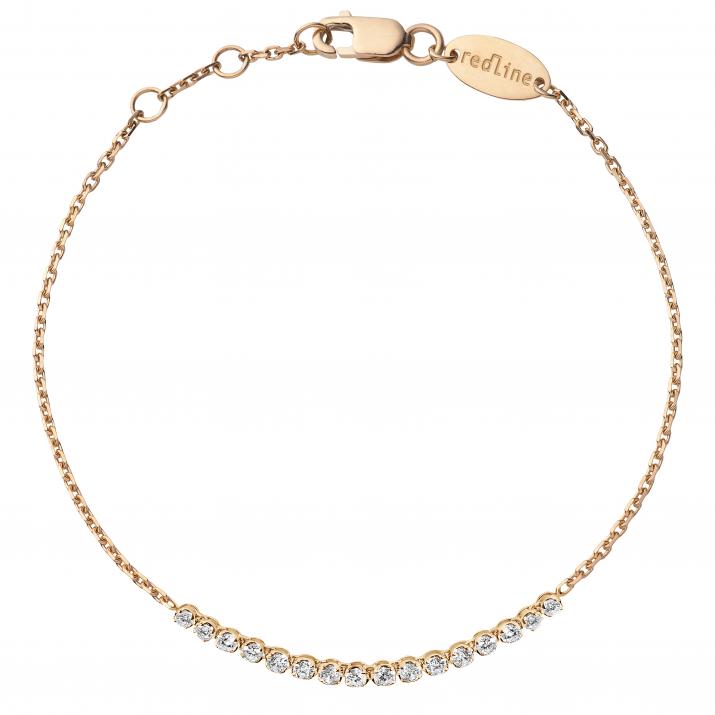 Chain Bracelet For Women with 0.29ct Round Diamond in Rose Gold Prong Setting - Redline - 0++