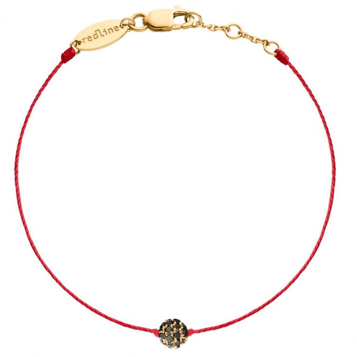 Men’s thread bracelet in 18K yellow gold with a bead set with 0.21-carat black diamonds - Redline - 0++