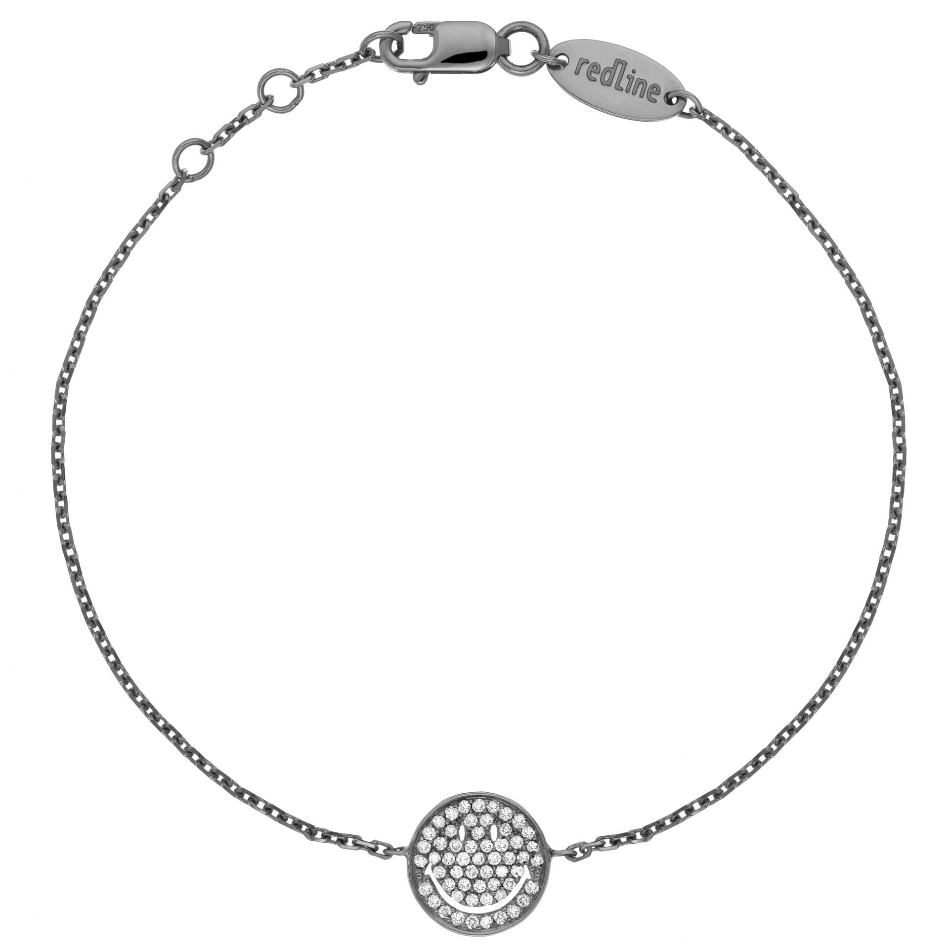 Redline Jewelry Smiley Chain Bracelet Black Gold Diamond - Redline