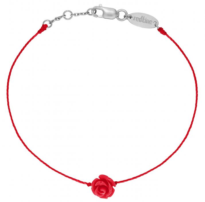 String Bracelet For Women with Rose in White Gold - Redline
